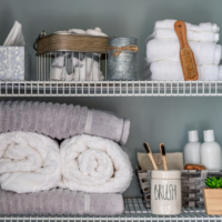 organized bathroom closet