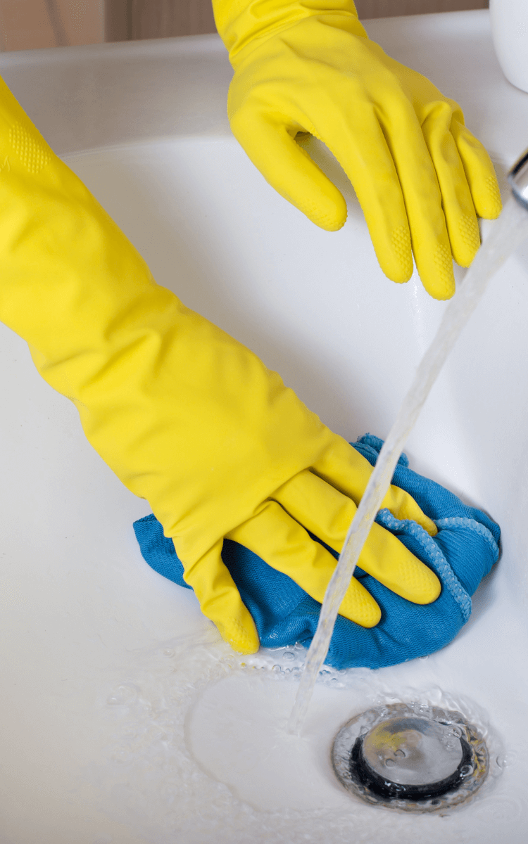 cleaning bathroom