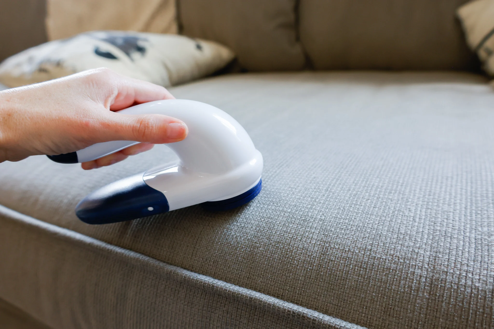 using fabric shaver on couch pilling