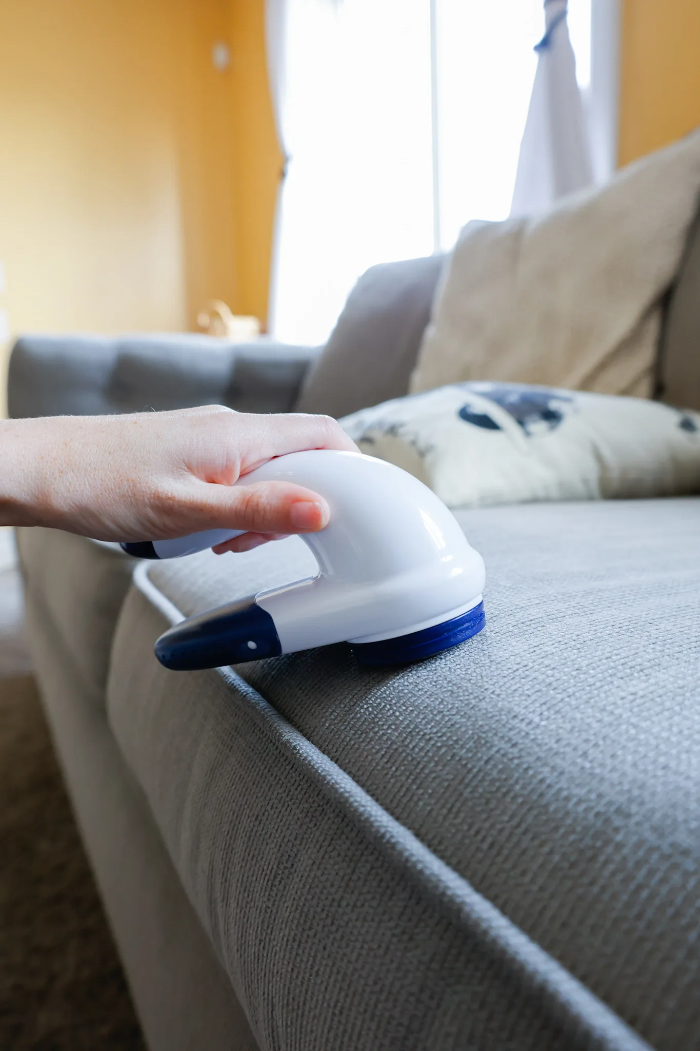 How to clean Velcro on the back of a couch cushion that has a buildup of  lint and pet hair? : r/howto