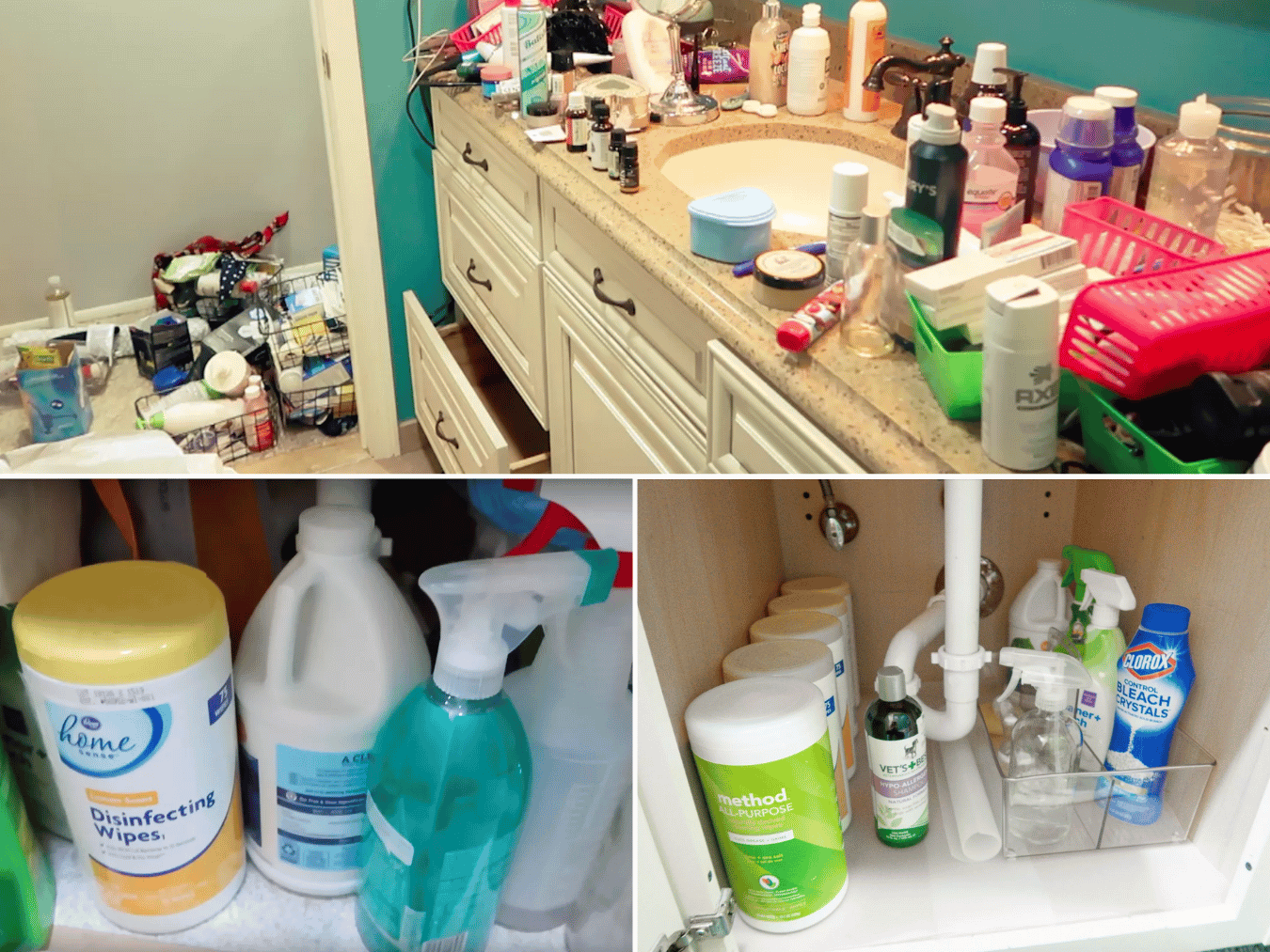 DECLUTTERING bathroom BEFORE AFTER