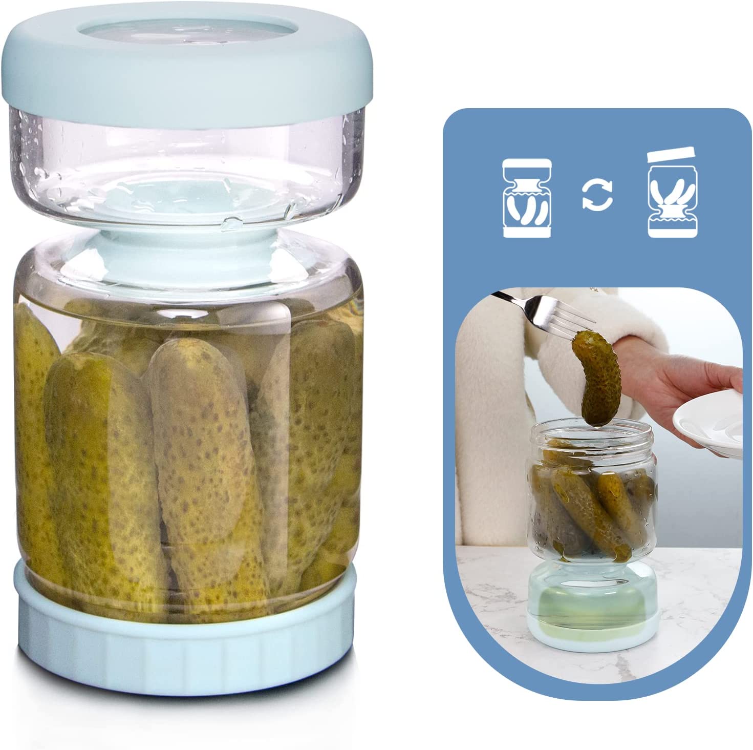 pickle jar that strains itself