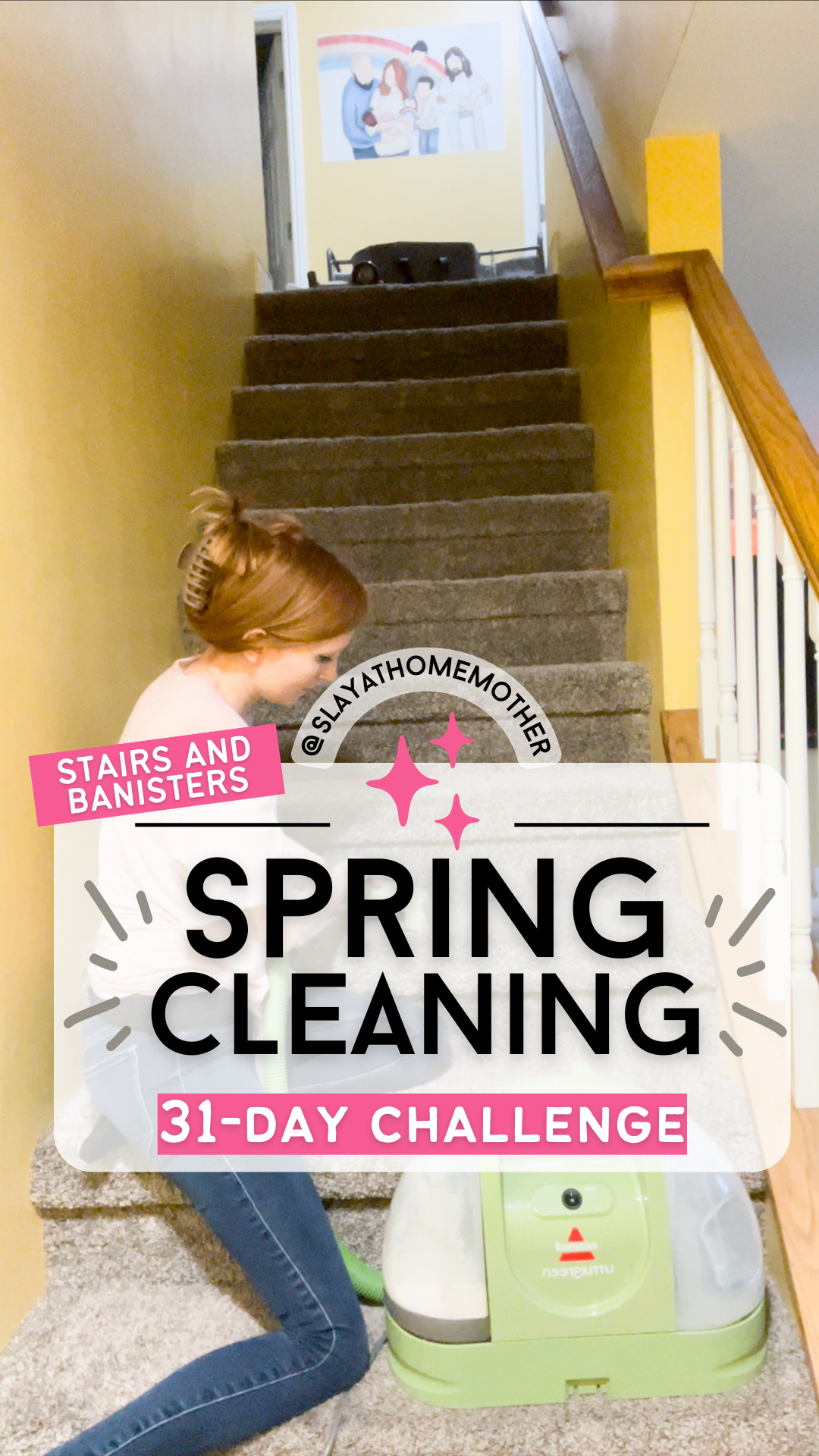 spring cleaning challenge - deep clean stair banisters and stairs