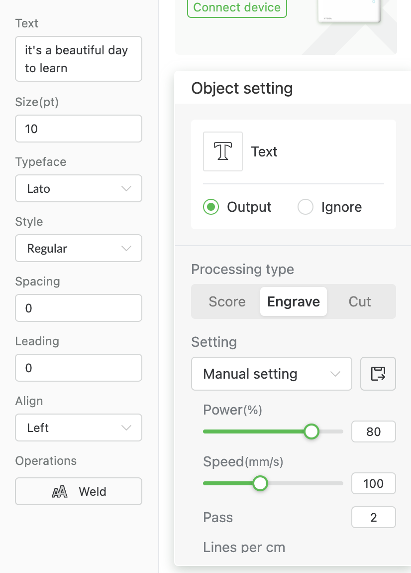 pencil engraving settings xtool m1