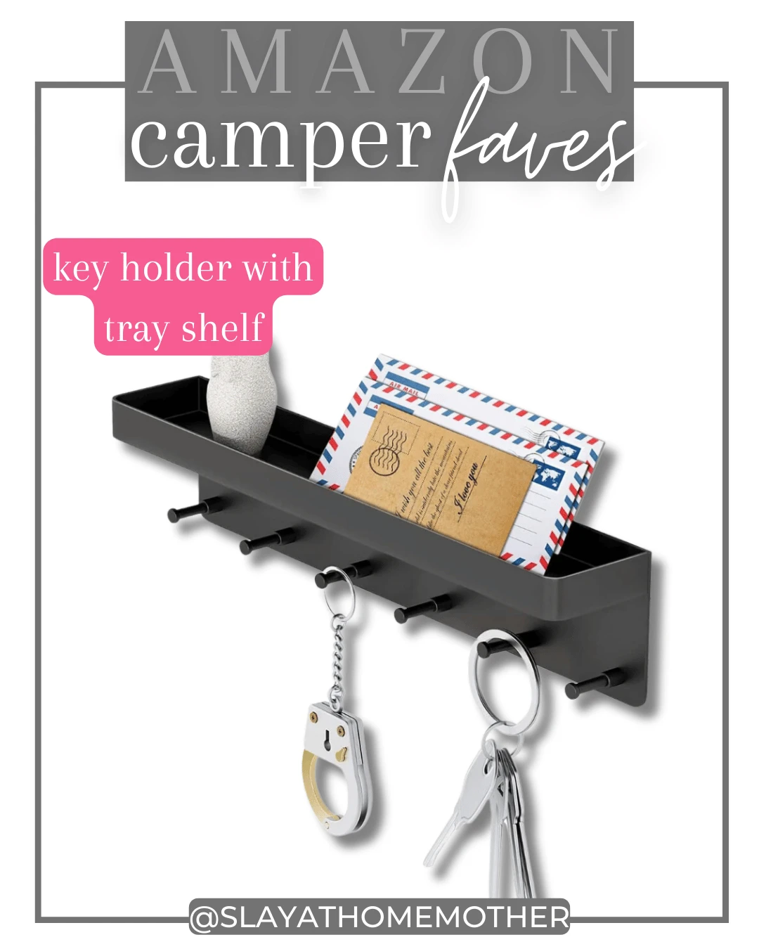 camping accessories for inside camper - key holder with tray shelf