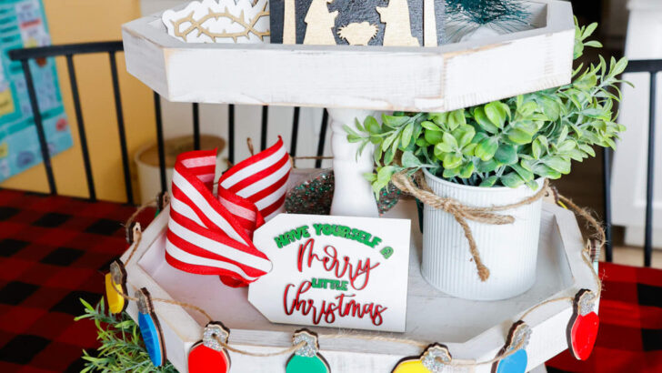 DIY Christmas Tiered Tray Decor + Free SVG