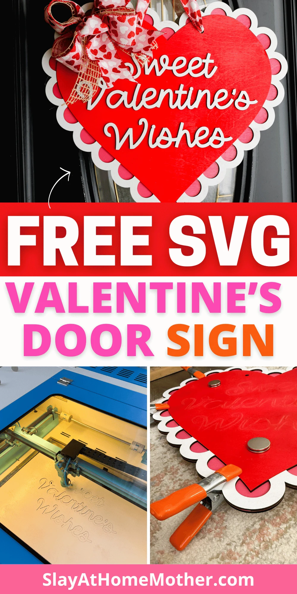 laser cut valentines day door sign craft